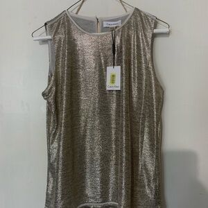Calvin Klein Metallic Silver Sleeveless Tank